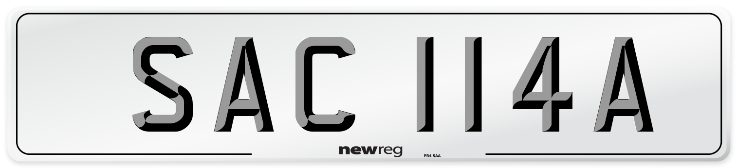 SAC 114A Number Plate from New Reg